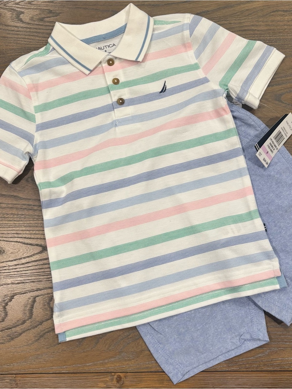 Nautica | Pastel Stripe Polo with Shorts | Boys Size 6